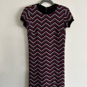 Zara Chevron Knit Mini Dress - Black, Red, White